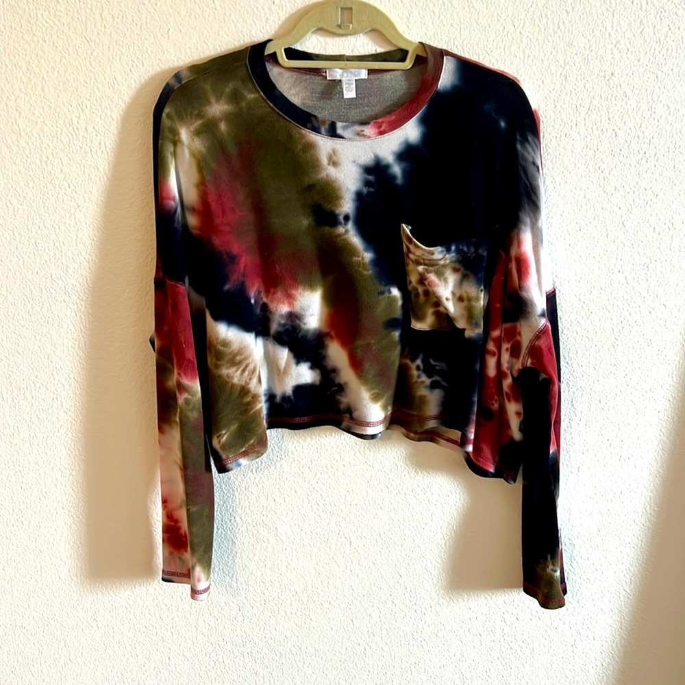 Abound tie-die crop top long sleeve- sz xs